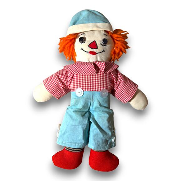 Vintage Reversible Raggedy Andy Awake Asleep Rag Doll 16 Inch Handmade Style - Picture 6 of 6